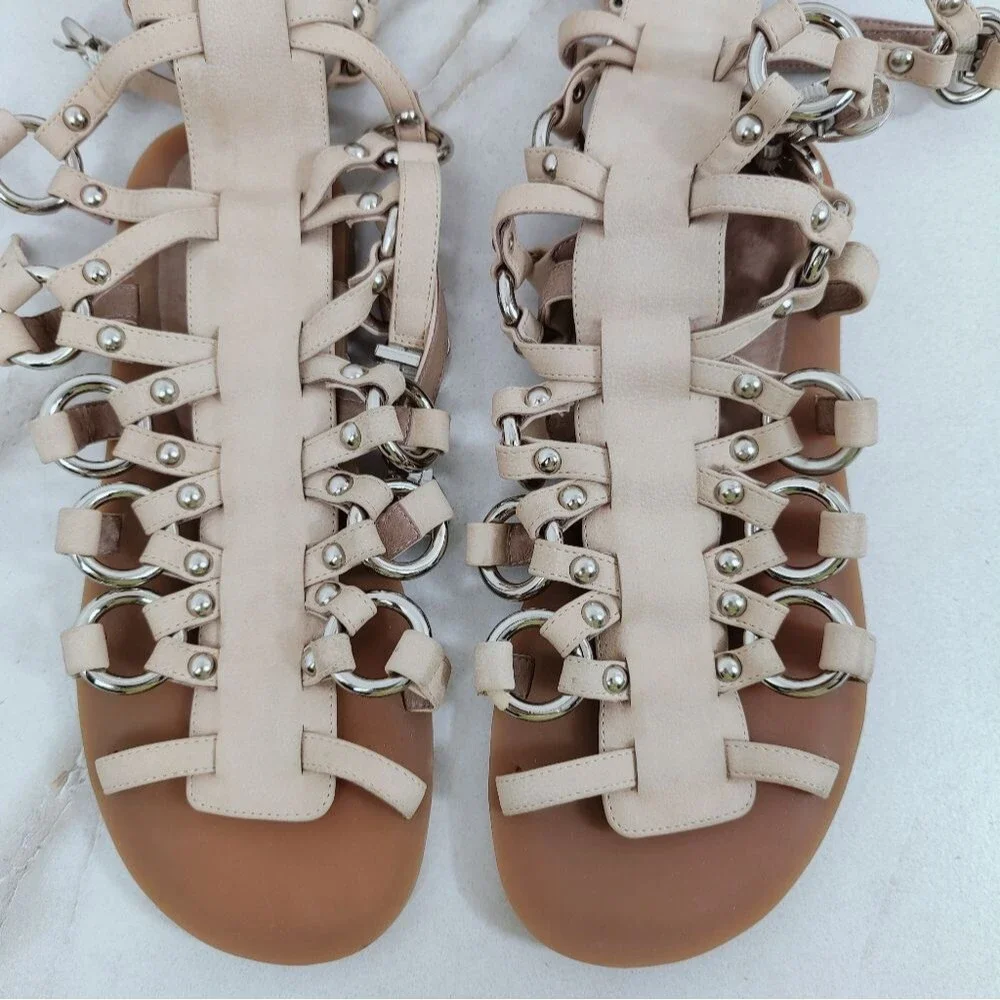 EUC Jeffrey Campbell Logara Buckle Tall OTK Gladiator Sandals, Sz 6